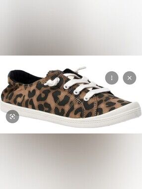 Cover Girl Leopard Cheetah Animal Print Brown Tan Canvas Sneakers Shoes Lace-Up